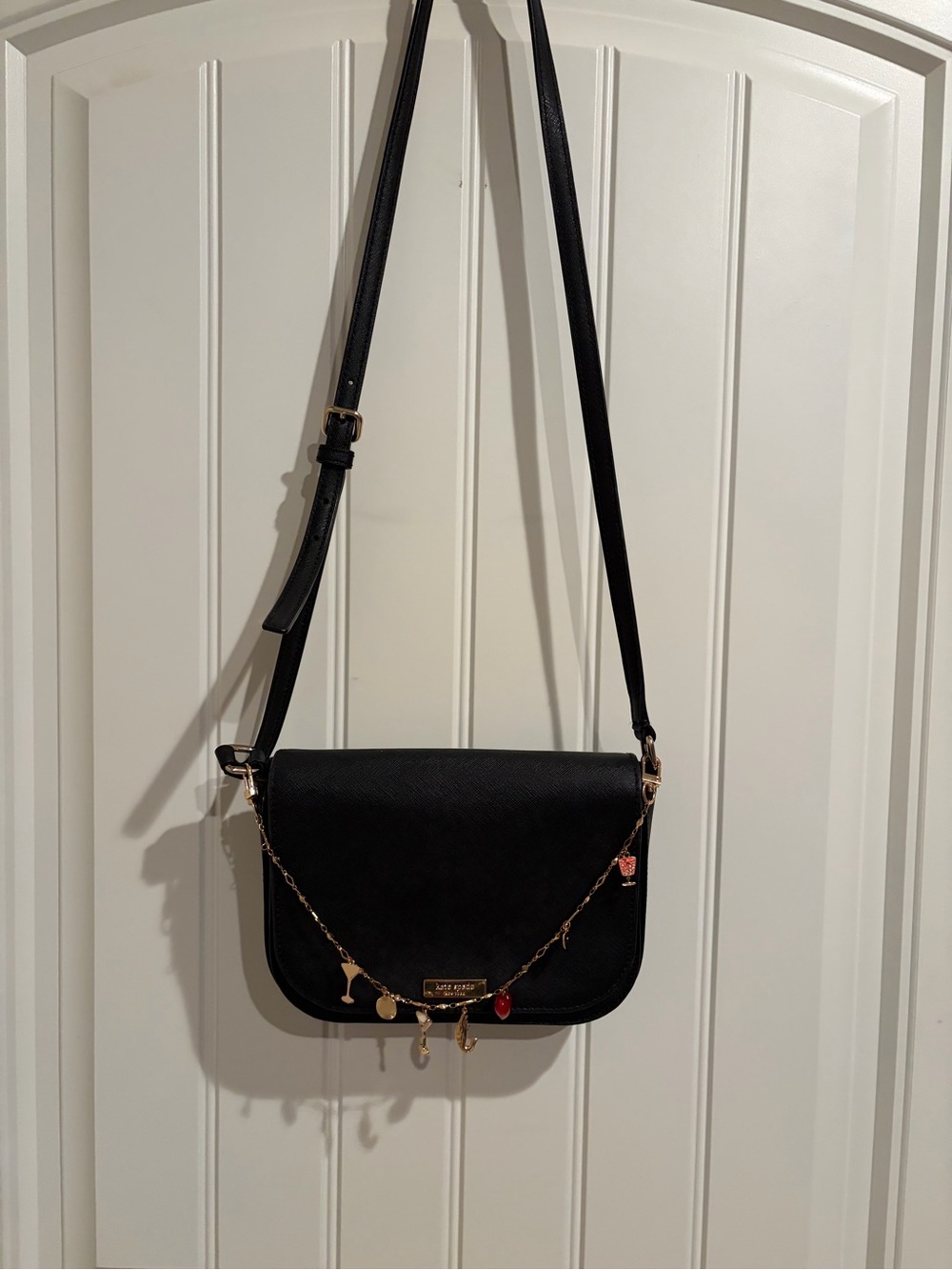 kate spade Black Crossbody Bag with Charm Chain Accents